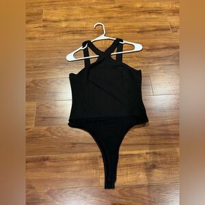 Black Bodysuit with Cross Back Straps